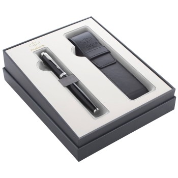 Набор Parker 2020: ручка перьевая Parker IM Core F321, Black CT (Перо M) + чехол для ручки